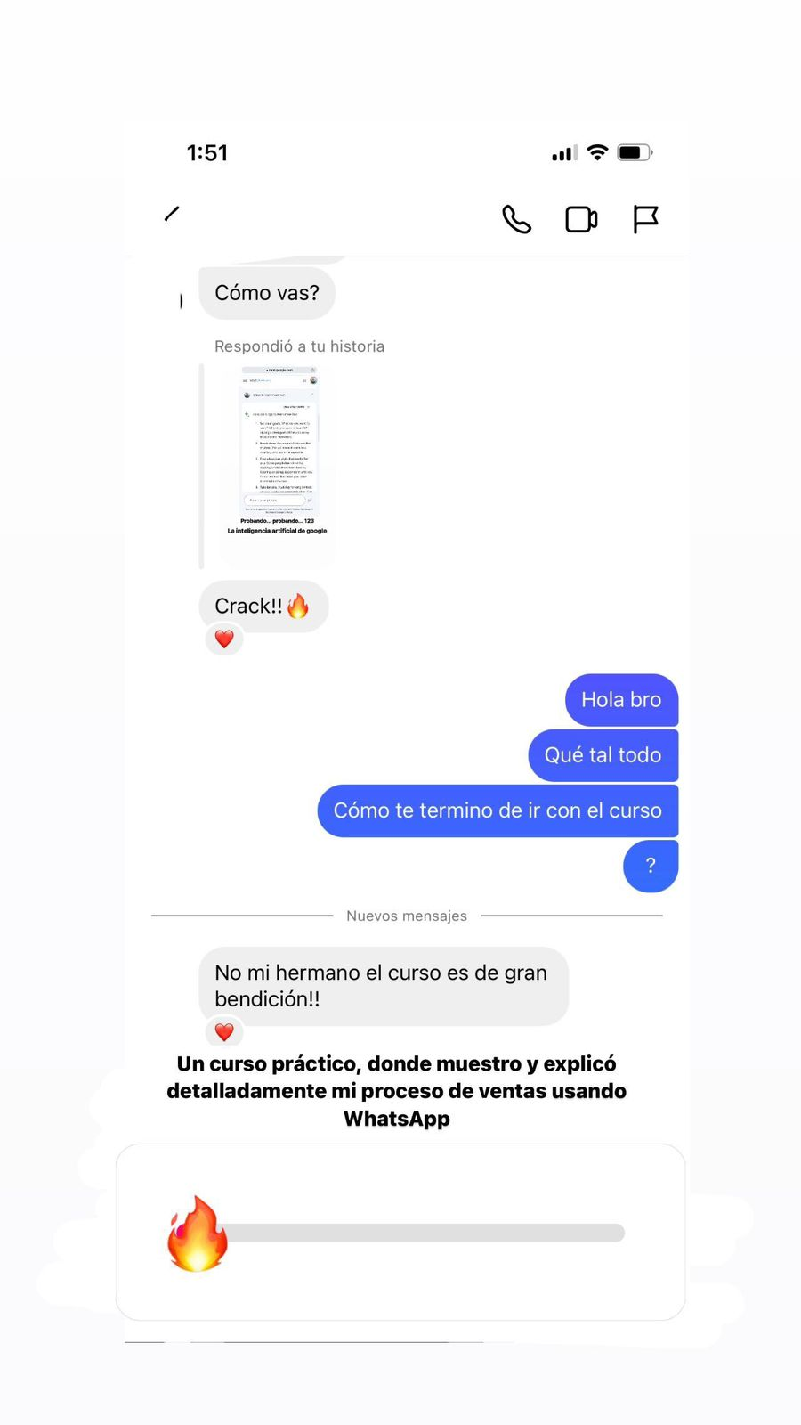 Alumno dice que el curso es de gran bendición